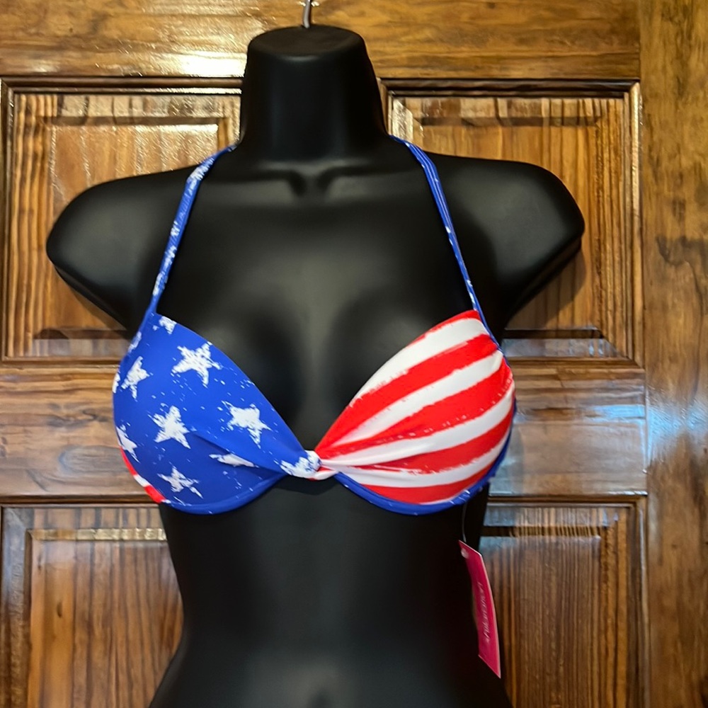 NWT Red White & Blue Bikini Top